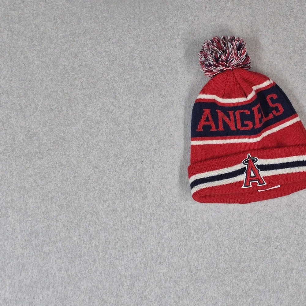 LA Angels Men Beanie OS Red Sixth Man Embroidered Pom Logo
